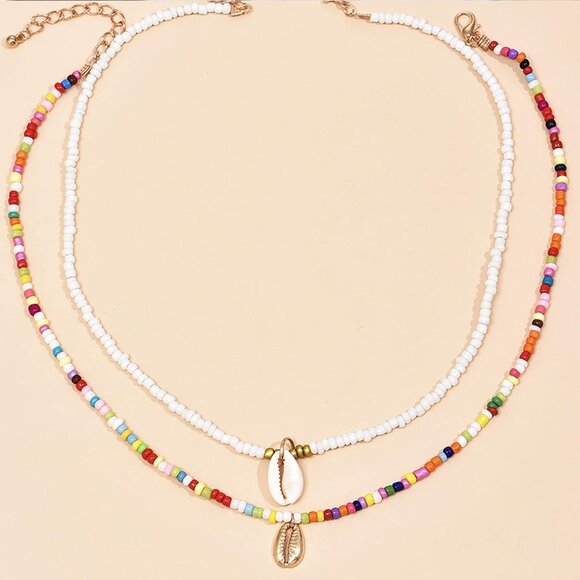 🆕 Women White Puka Shell Necklace Boho Layered Starfish Beaded Choker Jewelry - Picture 5 of 6
